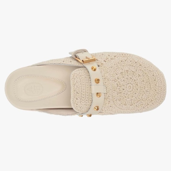 NIB Ash Gioia Ivory Crochet Gold Studs Slipper Slide Clogs - Picture 3 of 14